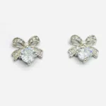 Sparkling Floral Bloom CZ Studs in Rhodium-Plated Silver