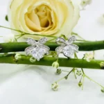 Sparkling Floral Bloom CZ Studs in Rhodium-Plated Silver - Image 3