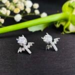Divine Winged Cross CZ Studs in Rhodium-Plated Silver - Image 3