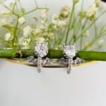 Divine Winged Cross CZ Studs in Rhodium-Plated Silver - Image 2