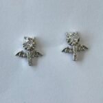 Divine Winged Cross CZ Studs in Rhodium-Plated Silver