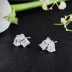 Modern Geometric Cluster CZ Studs in Rhodium Silver - Image 2