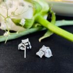 Modern Geometric Cluster CZ Studs in Rhodium Silver - Image 3
