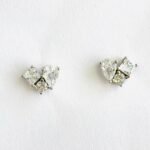 Modern Geometric Cluster CZ Studs in Rhodium Silver