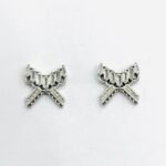 Dainty Ribbon Bow CZ Tops in Rhodium-Plated Silver
