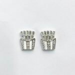 Contemporary Pillar CZ Stud Earrings in Rhodium Silver