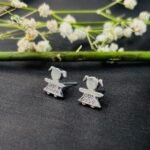 Playful Doll CZ Stud Earrings in Rhodium Silver - Image 3