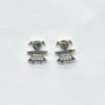 Playful Doll CZ Stud Earrings in Rhodium Silver