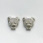 Sparkling Apple CZ Stud Earrings in Rhodium Silver