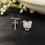 Sparkling Apple CZ Stud Earrings in Rhodium Silver - Image 3