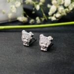 Sparkling Apple CZ Stud Earrings in Rhodium Silver - Image 2