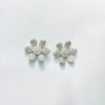 Classic Daisy CZ Stud Earrings in Rhodium Silver