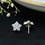 Shining Star CZ Stud Earrings in Rhodium Silver - Image 3