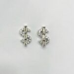 Twisted Knot CZ Stud Earrings in Rhodium Silver
