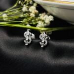 Twisted Knot CZ Stud Earrings in Rhodium Silver - Image 3