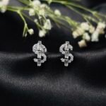 Twisted Knot CZ Stud Earrings in Rhodium Silver - Image 2