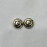 Spiral Dome Stud Earrings in Rhodium Silver