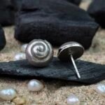 Spiral Dome Stud Earrings in Rhodium Silver - Image 3