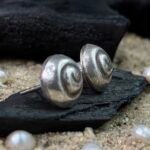 Spiral Dome Stud Earrings in Rhodium Silver - Image 2