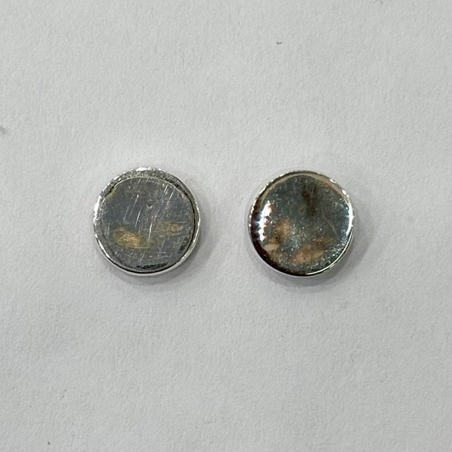 TPS-KT-003-1 Polished Plain Oval Stud Earrings in Rhodium Silver - Image 1