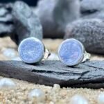 Polished Plain Oval Stud Earrings in Rhodium Silver - Image 2