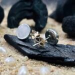 Polished Plain Oval Stud Earrings in Rhodium Silver - Image 3