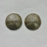 Concentric Circle Disc Stud Earrings in Rhodium Silver