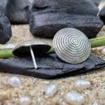 Concentric Circle Disc Stud Earrings in Rhodium Silver - Image 3