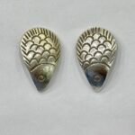 Textured Teardrop Stud Earrings in Rhodium Silver