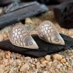 Textured Teardrop Stud Earrings in Rhodium Silver - Image 2