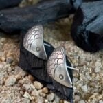 Textured Teardrop Stud Earrings in Rhodium Silver - Image 3