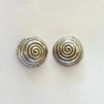 Concentric Oval Stud Earrings in Rhodium Silver