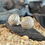 Concentric Oval Stud Earrings in Rhodium Silver - Image 2