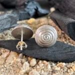 Concentric Oval Stud Earrings in Rhodium Silver - Image 3