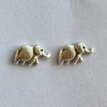 Lucky Elephant Stud Earrings in Rhodium Silver
