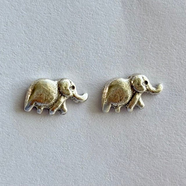 TPS-KT-008-1 Lucky Elephant Stud Earrings in Rhodium Silver - Image 1
