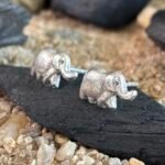 Lucky Elephant Stud Earrings in Rhodium Silver - Image 2