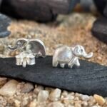 Lucky Elephant Stud Earrings in Rhodium Silver - Image 3