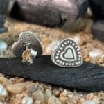 Engraved Heart Stud Earrings in Rhodium Silver - Image 3