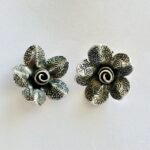 Tropical Flower Stud Earrings in Rhodium Silver
