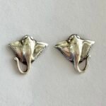 Ganesha Elephant Stud Earrings in Rhodium Silver