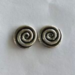 Open Swirl Stud Earrings in Rhodium Silver