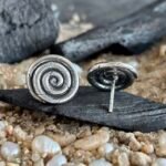 Open Swirl Stud Earrings in Rhodium Silver - Image 2