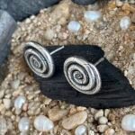 Open Swirl Stud Earrings in Rhodium Silver - Image 3