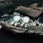 Cute Bunny Mother of Pearl Stud Earrings in Rhodium Silver - Image 3