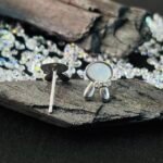 Cute Bunny Mother of Pearl Stud Earrings in Rhodium Silver - Image 2