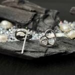Open Heart Mother of Pearl Stud Earrings in Rhodium Silver - Image 3
