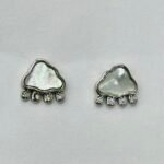 Cloud and Raindrop Mother of Pearl Studs in Rhodium Silver