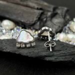 Cloud and Raindrop Mother of Pearl Studs in Rhodium Silver - Image 3