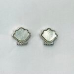Abstract Cloud Motif Mother of Pearl Studs in Rhodium Silver